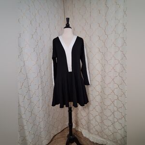 Zara BASIC Black and White Long Sleeve Dress